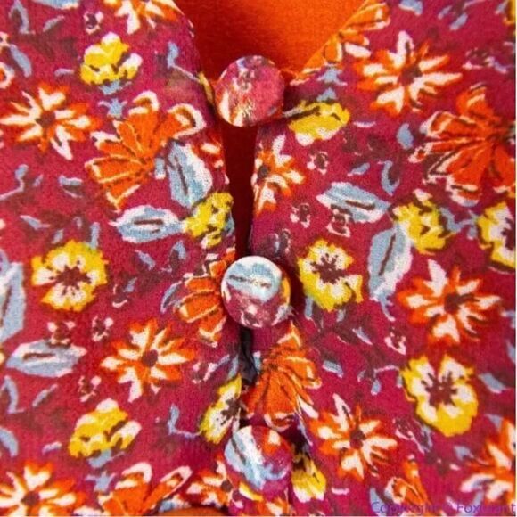 En Saison burgundy floral print fit‎ and flare midi dress, size XS - Picture 11 of 16
